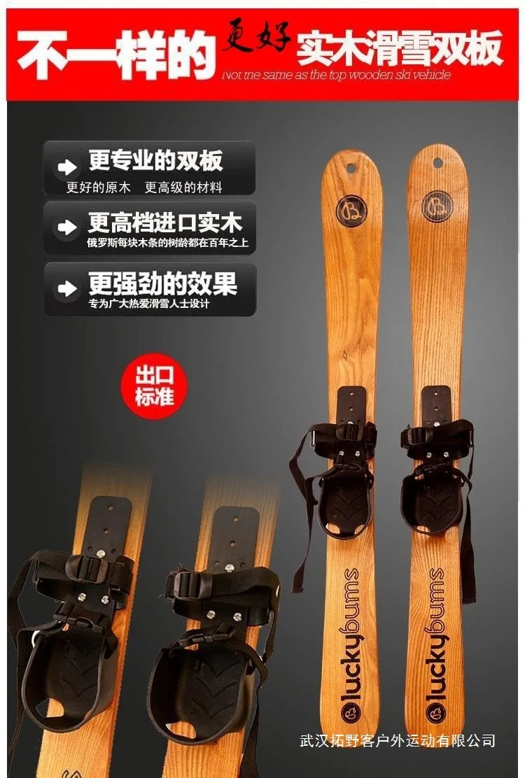 Outdoor Sports High Quality Log Skiing Skis Wooden Snowboards Sleigh