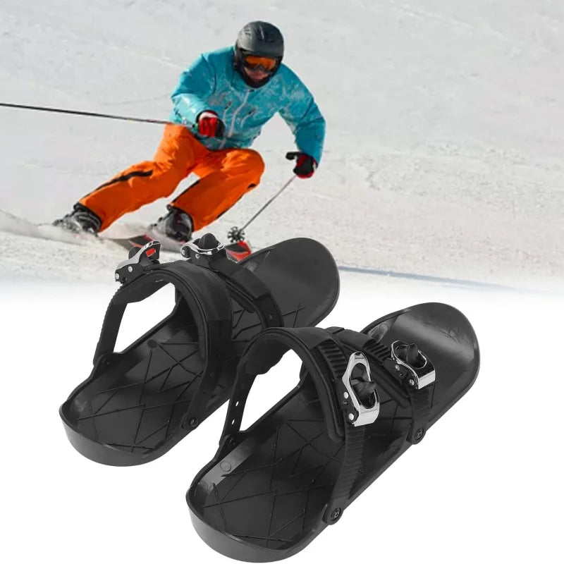 Short Skis Mini Adjustable Portable with Boots Skiboards Snowblades for Adults Winter Outdoor Sports Snow Skiing Snowboarding