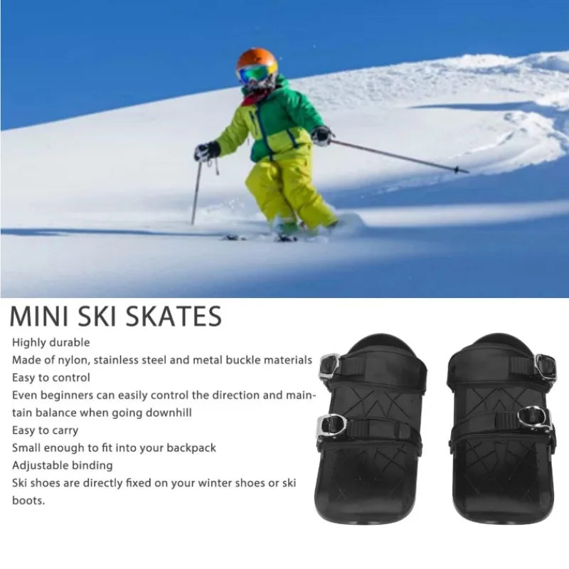 Short Skis Mini Adjustable Portable with Boots Skiboards Snowblades for Adults Winter Outdoor Sports Snow Skiing Snowboarding