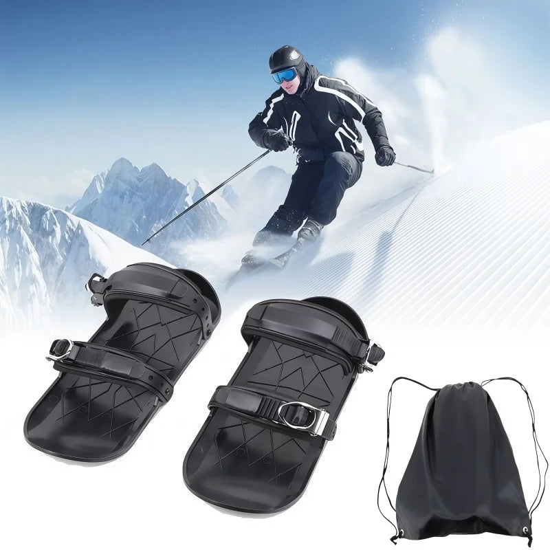 Short Skis Mini Adjustable Portable with Boots Skiboards Snowblades for Adults Winter Outdoor Sports Snow Skiing Snowboarding