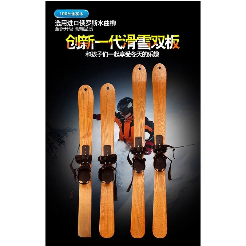 Outdoor Sports High Quality Log Skiing Skis Wooden Snowboards Sleigh