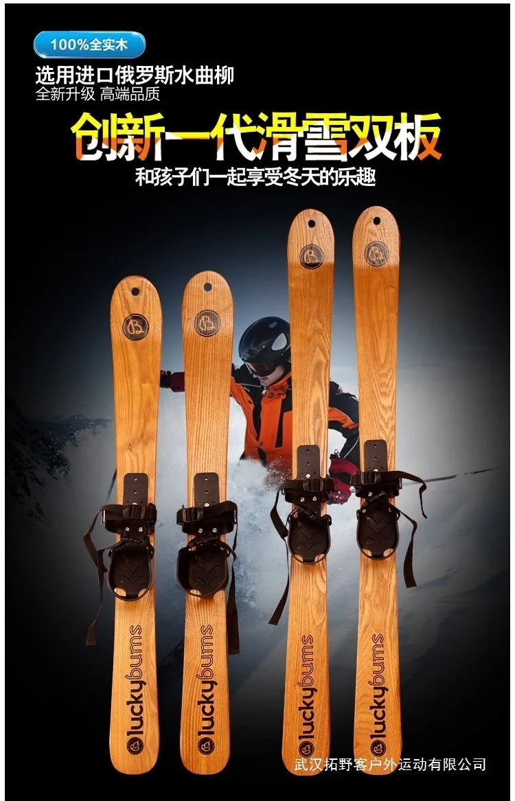 Outdoor Sports High Quality Log Skiing Skis Wooden Snowboards Sleigh