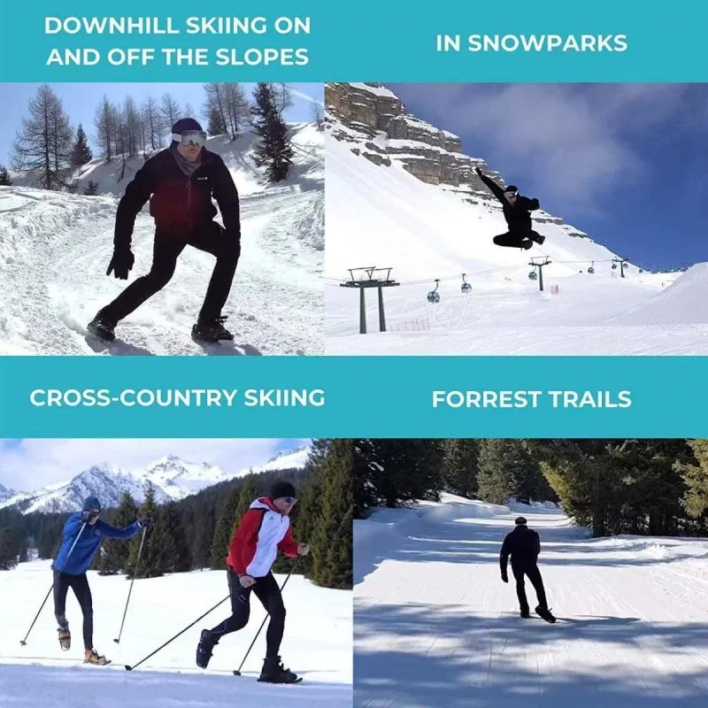 Short Skis Mini Adjustable Portable with Boots Skiboards Snowblades for Adults Winter Outdoor Sports Snow Skiing Snowboarding